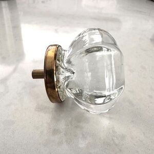 Victorian Style Large Glass Drawer Pull Door Knob Anglo American Brass 18 Total